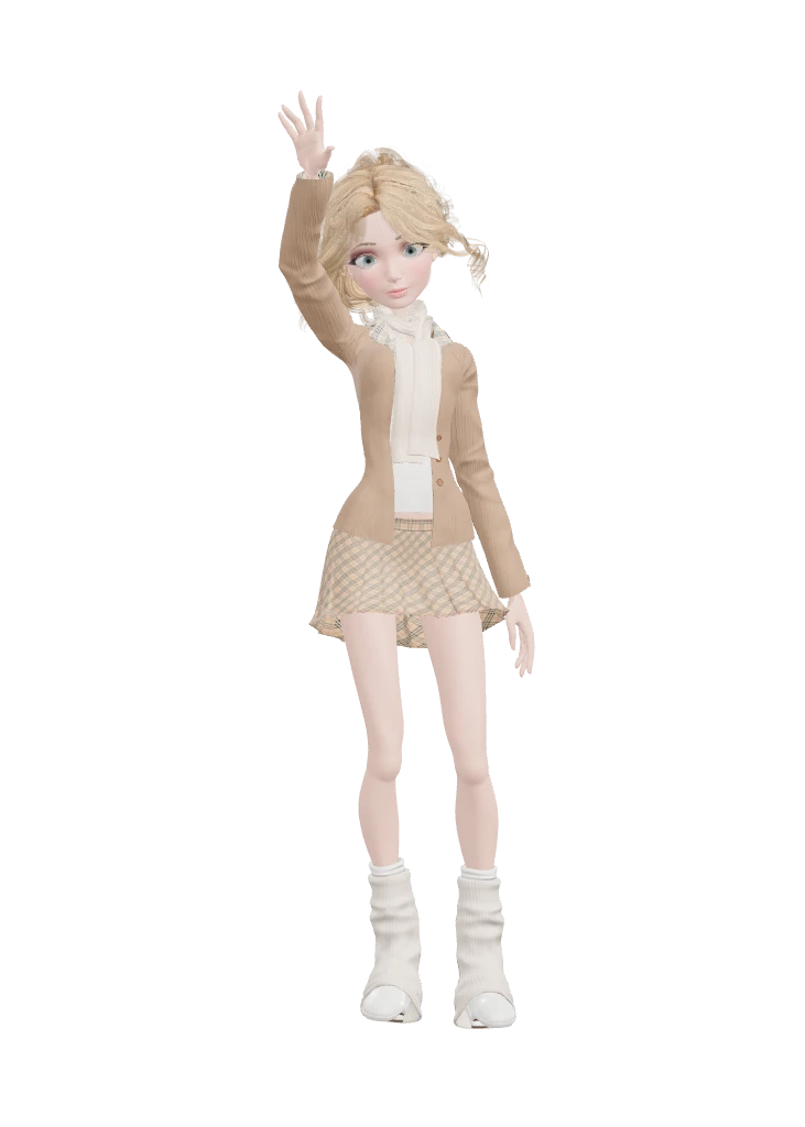 Tia, a clothed NetShow 3D character, waving
