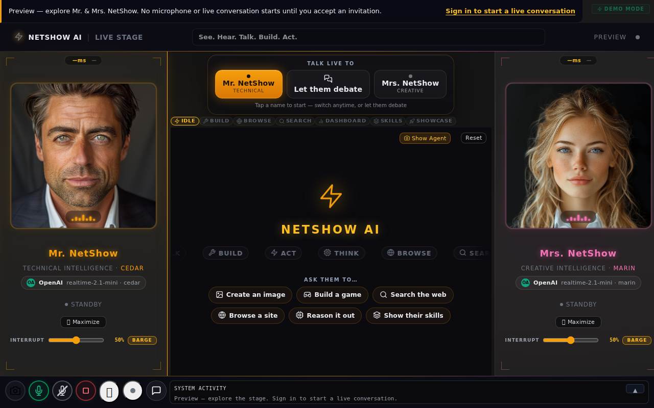 NetShow live stage working