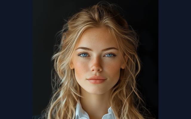 Mrs. NetShow, AI face; her 3D character look is made when you choose it